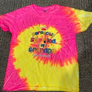 Girls XS neon pink tie dye Cayman Islands short sleeve t shirt